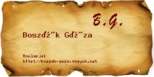 Boszák Géza névjegykártya